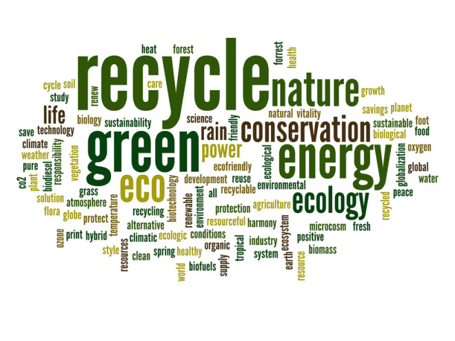 High resolution concept or conceptual abstract green recycle and ecology and conservation word cloud text on white background